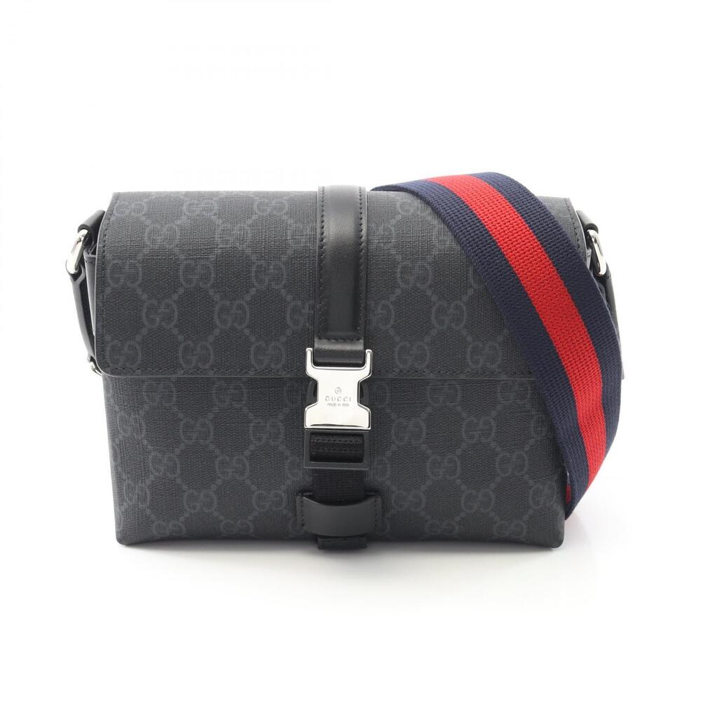 Gucci GG Canvas Shoulder Bag Leather Black